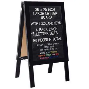 36 x 20 Inch Double Sided Large A Frame Letter Board Sign Sidewalk Sign with Changeable Letters, Restaurant Menu Board for Cafe Bar Wedding Store Display 36 x 20 Inch Double Sided Large A Frame Letter Board Sign Sidewalk Sign with Changeable Letters, Restaurant Menu Board for Cafe Bar Wedding Store Display
