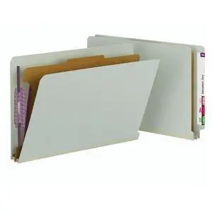 100% Recycled End Tab Pressboard Classification File Folder with SafeSHIELD Fasteners, 1 Divider, 2" Expansion, Legal Size, Gray/Green, 10 per Box (29800) 100% Recycled End Tab Pressboard Classification File Folder with SafeSHIELD Fasteners, 1 Divider, 2" Expansion, Legal Size, Gray/Green, 10 per Box (29800)