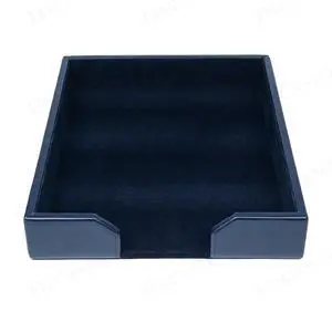 Navy Blue Bonded Leather Luxury Letter Tray Holder & Paper Organizer for Desk - Executive Desk Decor & Office Organization Essential Navy Blue Bonded Leather Luxury Letter Tray Holder & Paper Organizer for Desk - Executive Desk Decor & Office Organization Essential