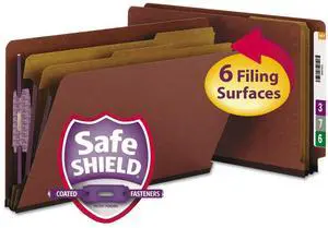 100% Recycled End Tab Pressboard Classification File Folder with SafeSHIELD Fasteners, 2 Dividers, 2" Expansion, Legal Size, Red, 10 per Box (29860) 100% Recycled End Tab Pressboard Classification File Folder with SafeSHIELD Fasteners, 2 Dividers, 2" Expansion, Legal Size, Red, 10 per Box (29860)