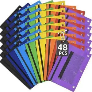 48 Pack Pencil Pouch for 3 Ring Binder Mesh Zipper Pencil Case Assorted Colors Pencil Bag Binder Pouches Pen Zipper Pouch for School Office Writing Utensils Storage Supplies, 8 Colors 48 Pack Pencil Pouch for 3 Ring Binder Mesh Zipper Pencil Case Assorted Colors Pencil Bag Binder Pouches Pen Zipper Pouch for School Office Writing Utensils Storage Supplies, 8 Colors