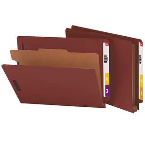100% Recycled End Tab Pressboard Classification File Folder with SafeSHIELD Fasteners, 1 Divider, 2" Expansion, Legal Size, Red, 10 per Box (29855) 100% Recycled End Tab Pressboard Classification File Folder with SafeSHIELD Fasteners, 1 Divider, 2" Expansion, Legal Size, Red, 10 per Box (29855)