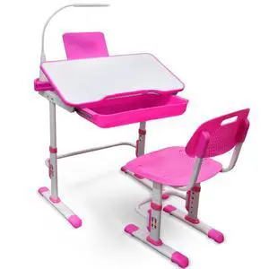 Kids Desk and Chair Set,Height Adjustable,Spacious Storage Drawer | with Adjustable Tilted Desktop, Bookstand, Touch Led Lamp for School Student(Pink) Kids Desk and Chair Set,Height Adjustable,Spacious Storage Drawer | with Adjustable Tilted Desktop, Bookstand, Touch Led Lamp for School Student(Pink)