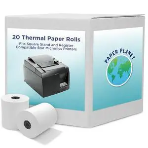 Thermal Paper for Square Stand and Register | 20 Rolls | Thermal Receipt Paper, Compatible with Star Micronics TSP143IIIU Printer Thermal Paper for Square Stand and Register | 20 Rolls | Thermal Receipt Paper, Compatible with Star Micronics TSP143IIIU Printer