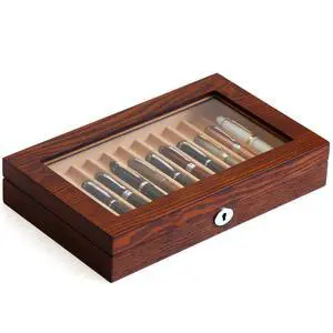Fountain Pen Display Case 12 Pens, Wood Pen Display Box, Lockable Pen Storage Box with Glass and High-End Hardware, Pen Box Organizer, Pen Collection Display Case (Brown with Camel Velvet) Fountain Pen Display Case 12 Pens, Wood Pen Display Box, Lockable Pen Storage Box with Glass and High-End Hardware, Pen Box Organizer, Pen Collection Display Case (Brown with Camel Velvet)