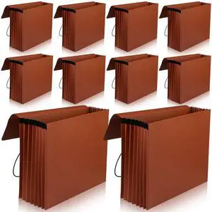 10 Pcs Expanding File Folder with Flap 5.3" Expansion, Expandable File Wallet with Elastic Cord Closure, Letter Size Heavy Duty Document Organizer, 8 Slots Holds 1200 Sheets Paper, Brown 10 Pcs Expanding File Folder with Flap 5.3" Expansion, Expandable File Wallet with Elastic Cord Closure, Letter Size Heavy Duty Document Organizer, 8 Slots Holds 1200 Sheets Paper, Brown