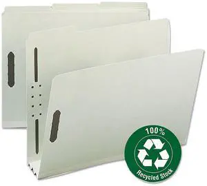 100% Recycled Pressboard Fastener File Folder, 2 Fasteners, 1/3-Cut Tab, 3" Expansion, Letter Size, Gray/Green, 25 per Box (15005) 100% Recycled Pressboard Fastener File Folder, 2 Fasteners, 1/3-Cut Tab, 3" Expansion, Letter Size, Gray/Green, 25 per Box (15005)