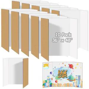 10 Pack Trifold Poster Board Bulk, 36" X 48" White Presentation Display Board, Large Tri Fold Poster Corrugated Cardboard for Displaying Photo, Science Fair, School Project, Event and Competition 10 Pack Trifold Poster Board Bulk, 36" X 48" White Presentation Display Board, Large Tri Fold Poster Corrugated Cardboard for Displaying Photo, Science Fair, School Project, Event and Competition