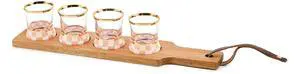 Flight Board, Cute Shot Glasses and Wooden Board for Drinking or Decor, Pink-and-White Rosy Check Flight Board, Cute Shot Glasses and Wooden Board for Drinking or Decor, Pink-and-White Rosy Check