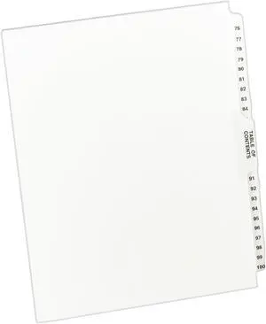 Style Legal Side Tab Dividers, 26-Tab, 76-100, Letter Size, White, 25 per Set (11397) (Pack of 12) Style Legal Side Tab Dividers, 26-Tab, 76-100, Letter Size, White, 25 per Set (11397) (Pack of 12)