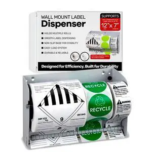 Wall Mount Label Dispenser (12-1/2") - Sticker Roll Dispenser - Table Top - Label Holder - Stamp Roll Dispenser - Sticker Stand - Thermal Label Holder - Heavy-Duty All Steel Wall Mount Label Dispenser (12-1/2") - Sticker Roll Dispenser - Table Top - Label Holder - Stamp Roll Dispenser - Sticker Stand - Thermal Label Holder - Heavy-Duty All Steel