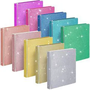 10 Pieces 3 Rings Binder Glitter 1 Inch Round Ring Binder Organizer Hold 300 Sheet (fit 8.5" x 11" Paper) File Folder Binders for Office Supplies Planner 11.6 x 10.2 x 1.3 Inch 10 Pieces 3 Rings Binder Glitter 1 Inch Round Ring Binder Organizer Hold 300 Sheet (fit 8.5" x 11" Paper) File Folder Binders for Office Supplies Planner 11.6 x 10.2 x 1.3 Inch