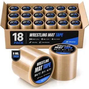 Wrestling Mat Tape 4in x 84ft - 8 Mil Clear Vinyl, Grappling BJJ | MMA & jiu jitsu tatami seam tape, puzzle & gym floor mats, strong adhesive, clean residue-free removal, competition grade Wrestling Mat Tape 4in x 84ft - 8 Mil Clear Vinyl, Grappling BJJ | MMA & jiu jitsu tatami seam tape, puzzle & gym floor mats, strong adhesive, clean residue-free removal, competition grade