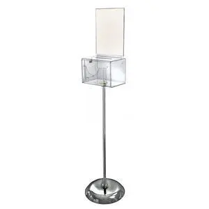 206320-CLR, Suggestion Box with Lock and Keys, Donation Box, Offering Box, Locked Display Stand, Acrylic Sign Holder on Pedestal, Clear Locking Box with Slot, 9"x6.25"x6.25" 206320-CLR, Suggestion Box with Lock and Keys, Donation Box, Offering Box, Locked Display Stand, Acrylic Sign Holder on Pedestal, Clear Locking Box with Slot, 9"x6.25"x6.25"