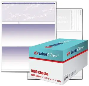VersaCheck ValueChex - 1000 Blank Business Voucher Checks - Blue Prestige - 1000 Sheets Form #1000 - Check on Top VersaCheck ValueChex - 1000 Blank Business Voucher Checks - Blue Prestige - 1000 Sheets Form #1000 - Check on Top