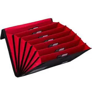Rough Enough Expanding File Folder, 7 Pocket Accordion Document Organizer | Water-Resistant, Bright Red Interior with Name Tags, Pen Loop & Card Holder, Fits A4/Letter, Portable for Work, Home & Trave Rough Enough Expanding File Folder, 7 Pocket Accordion Document Organizer | Water-Resistant, Bright Red Interior with Name Tags, Pen Loop & Card Holder, Fits A4/Letter, Portable for Work, Home & Trave
