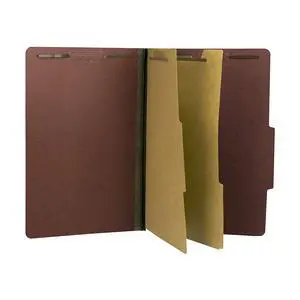 Two Divider Legal Size Pressboard Classification File Folder - Brick Red | Made in America | Box of 10 | Top Tab | 2 Expansion | Durable 2-Inch Fastener Prongs Two Divider Legal Size Pressboard Classification File Folder - Brick Red | Made in America | Box of 10 | Top Tab | 2 Expansion | Durable 2-Inch Fastener Prongs