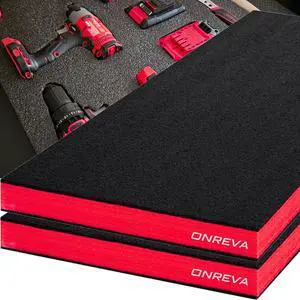 Tool Box Foam 28x20x2 inch 2Pack, Foam Inserts for Cases, Polyethylene Storage Sheets for Toolbox Hard Case, Tool Shadow Insert, Kaizen Organizer Sheet, Black with Red Tool Box Foam 28x20x2 inch 2Pack, Foam Inserts for Cases, Polyethylene Storage Sheets for Toolbox Hard Case, Tool Shadow Insert, Kaizen Organizer Sheet, Black with Red