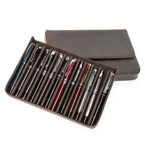 Leather Fountain Pen Case Collector Organizer, Pencil Case Handmade Pen Protective Sleeve (Magnetic 12 slots) Leather Fountain Pen Case Collector Organizer, Pencil Case Handmade Pen Protective Sleeve (Magnetic 12 slots)