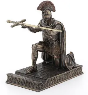 7 1/8 Inch Roman Centurion Kneeling Pen Holder Resin Statue Bronze Finish Zinc Letter Opener 7 1/8 Inch Roman Centurion Kneeling Pen Holder Resin Statue Bronze Finish Zinc Letter Opener