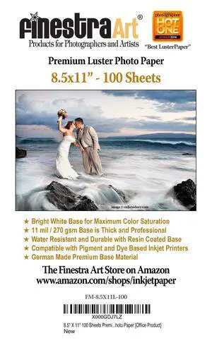 8.5" X 11" Premium Luster Inkjet Photo Paper - 100 Sheets 8.5" X 11" Premium Luster Inkjet Photo Paper - 100 Sheets