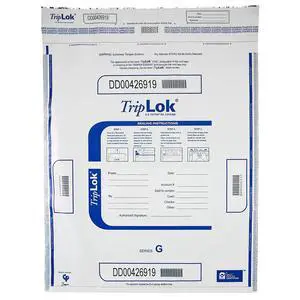 TripLok 19" x 24", White, 50 Bags, Tamper-Evident Deposit Bags for Cash Handling & Valuables, Moisture, Heat and Cold Sensitive Ink, Tear-off receipt + Large Barcodes 585058 TripLok 19" x 24", White, 50 Bags, Tamper-Evident Deposit Bags for Cash Handling & Valuables, Moisture, Heat and Cold Sensitive Ink, Tear-off receipt + Large Barcodes 585058