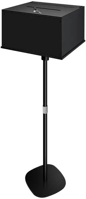Metal Suggestion Box with Stand Floor Standing Donation Box with Lock and Key Heavy-Duty Collection Case for Charity Home Office Church Elections, Black Metal Suggestion Box with Stand Floor Standing Donation Box with Lock and Key Heavy-Duty Collection Case for Charity Home Office Church Elections, Black