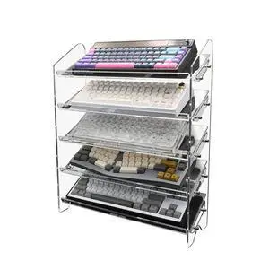 Acrylic Keyboard Display Stand,Mechanical Keyboard Storage Rack,Multilayer Acrylic Organizer,Desktop Shelf Holder for Customized Keyboard (5 Tiers,Short) Acrylic Keyboard Display Stand,Mechanical Keyboard Storage Rack,Multilayer Acrylic Organizer,Desktop Shelf Holder for Customized Keyboard (5 Tiers,Short)