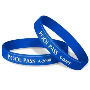 (100-Pack) Adults Pool Pass Silicone Wristbands with Consecutive Numbering, Prefix A, 1/16 inch Silicone Bracelet Band, 8 L x 0.5 W x 0.06, Blue and White, USA-Made (100-Pack) Adults Pool Pass Silicone Wristbands with Consecutive Numbering, Prefix A, 1/16 inch Silicone Bracelet Band, 8 L x 0.5 W x 0.06, Blue and White, USA-Made
