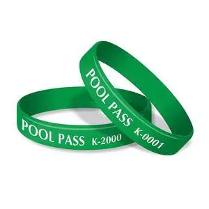 (100-Pack) Kids Pool Pass Silicone Wristbands with Consecutive Numbering, Prefix K, 1/16 inch Rubber Silicone Bracelet Bands, 7 L x 0.5 W x 0.06, Green and White (100-Pack) Kids Pool Pass Silicone Wristbands with Consecutive Numbering, Prefix K, 1/16 inch Rubber Silicone Bracelet Bands, 7 L x 0.5 W x 0.06, Green and White