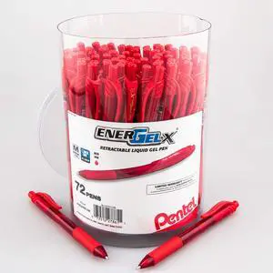 EnerGel-X Retractable Gel Pen, (0.7mm) Med. Line, Red Ink, 72-PK Canister (BL107PC72B) EnerGel-X Retractable Gel Pen, (0.7mm) Med. Line, Red Ink, 72-PK Canister (BL107PC72B)