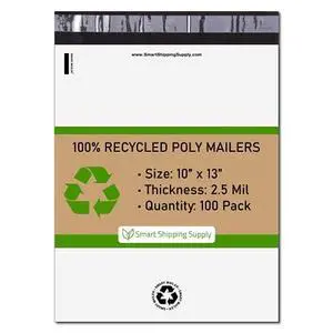 1000 Count, 10x13 inch 100% Recycled Poly Mailers Eco Friendly Packaging Envelopes Supplies Mailing Bags 2.5 Mil Thick - SMART Mailer 1000 Count, 10x13 inch 100% Recycled Poly Mailers Eco Friendly Packaging Envelopes Supplies Mailing Bags 2.5 Mil Thick - SMART Mailer