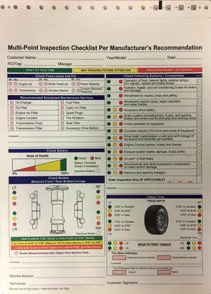 Inspection Form - Automotive Checklist - 7291-250 Qty. (W15) Inspection Form - Automotive Checklist - 7291-250 Qty. (W15)