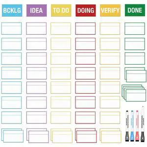 Magnetic Kanban Board Scrum Card, 5x3 Dry Erase Magnet Label, Reusable Planning Card Agile Board Kit for Whiteboard or Any Magnet Friendly Surface - 4 Markers Included Magnetic Kanban Board Scrum Card, 5x3 Dry Erase Magnet Label, Reusable Planning Card Agile Board Kit for Whiteboard or Any Magnet Friendly Surface - 4 Markers Included