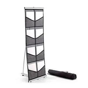 Mesh Brochure Holder - 1.8ft x 4.6ft Portable Literature Stand with 4 Pockets & Carrying Bag, Collapsible Literature Rack For Businesses, Standing Brochure Holder, Vendor Booth Supplies Mesh Brochure Holder - 1.8ft x 4.6ft Portable Literature Stand with 4 Pockets & Carrying Bag, Collapsible Literature Rack For Businesses, Standing Brochure Holder, Vendor Booth Supplies