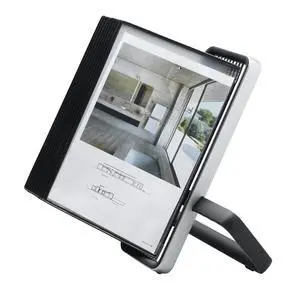 Tarifold VEO Wall Mount Reference System, 10 Pockets, Black | 10 anti-glare PVC pockets hold 20 letter-size sheets, aluminum wall bracket, pivoting design for quick access Tarifold VEO Wall Mount Reference System, 10 Pockets, Black | 10 anti-glare PVC pockets hold 20 letter-size sheets, aluminum wall bracket, pivoting design for quick access