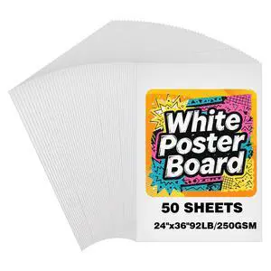 50 Sheets White Poster Board, 24" x 36" 250 GSM Blank Large Poster Paper for Art Display, Classroom Use, School Craft Projects, Signs, and Project Presentations 50 Sheets White Poster Board, 24" x 36" 250 GSM Blank Large Poster Paper for Art Display, Classroom Use, School Craft Projects, Signs, and Project Presentations