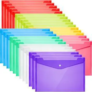 200 Pack Plastic Envelopes Clear Poly with Snap Button Closure Colored Document Folders Plastic Envelopes for Home Office School Work Organization Supplies 8 Colors, A4 Size(No Label) 200 Pack Plastic Envelopes Clear Poly with Snap Button Closure Colored Document Folders Plastic Envelopes for Home Office School Work Organization Supplies 8 Colors, A4 Size(No Label)