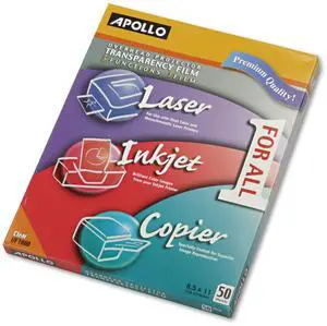 Apollo Multi-Function Transparency Film, 8.5 x 11 Inches, Clear, 50 Sheets per Pack (VUF1000E) Apollo Multi-Function Transparency Film, 8.5 x 11 Inches, Clear, 50 Sheets per Pack (VUF1000E)