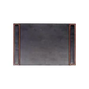 25.5 x 17.25 Walnut & Black Leather Desk Pad w/Side Rails - Luxury Desk Blotter for Writing - Padded Executive Desk Surface Protector 25.5 x 17.25 Walnut & Black Leather Desk Pad w/Side Rails - Luxury Desk Blotter for Writing - Padded Executive Desk Surface Protector