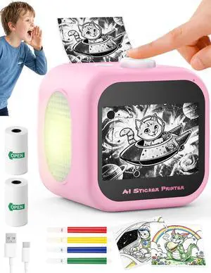 Kids AI Voice Sticker Printer Box Toyx, No Phone App Needed, Power on & Print by Voice, Ink-Free Thermal Machine with 3.5" Touch Screen, Journaling & DIY Crafts, Birthday Gift for Kids Ages 3+ Kids AI Voice Sticker Printer Box Toyx, No Phone App Needed, Power on & Print by Voice, Ink-Free Thermal Machine with 3.5" Touch Screen, Journaling & DIY Crafts, Birthday Gift for Kids Ages 3+