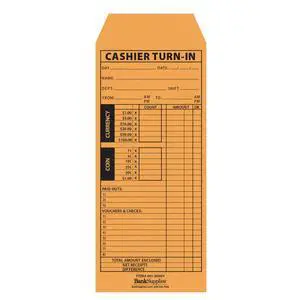Cashier Turn-In Envelopes 4.5 Inches by 10.375 Inches 500 Brown Kraft Paper Envelopes Standard Open End Moisten and Seal Closure Cashier Turn-In Envelopes 4.5 Inches by 10.375 Inches 500 Brown Kraft Paper Envelopes Standard Open End Moisten and Seal Closure