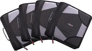 Case-it School Zipper Binder | 4-Inch D-Rings | 800-Sheet | D-186 Jet Black | King Sized Zip Tab, 5-Subject Expanding File Folder, Multiple Pockets, Storage Organizer, Shoulder Strap, 4-Pack, Office Case-it School Zipper Binder | 4-Inch D-Rings | 800-Sheet | D-186 Jet Black | King Sized Zip Tab, 5-Subject Expanding File Folder, Multiple Pockets, Storage Organizer, Shoulder Strap, 4-Pack, Office