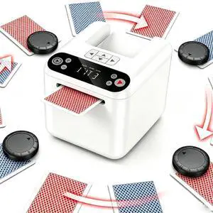 Card Dealer Machine for 1-3 Decks with 4 Remotes | 12 Players, Rechargeable Card Dealer 360°/180°, Quiet & Portable, Poker & Blackjack Card Dispenser for Game Night Card Dealer Machine for 1-3 Decks with 4 Remotes | 12 Players, Rechargeable Card Dealer 360°/180°, Quiet & Portable, Poker & Blackjack Card Dispenser for Game Night