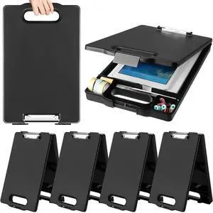 6 Pcs Heavy Duty Clipboard with Storage and Handle Plastic Compartments Built-in Pen Holder Large Capacity Foldable Clipboard with Storage and Clip, 9.8x15.3(Black) 6 Pcs Heavy Duty Clipboard with Storage and Handle Plastic Compartments Built-in Pen Holder Large Capacity Foldable Clipboard with Storage and Clip, 9.8x15.3(Black)