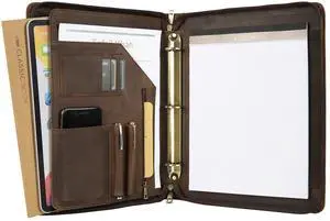 Genuine Leather Portfolio Binder & Organizer, Vintage Leather 3 Ring Binder, Business Men's Custom Padfolio, Legal Pads Zippered Portfolio (Dark Khaki, Non-Custom) Genuine Leather Portfolio Binder & Organizer, Vintage Leather 3 Ring Binder, Business Men's Custom Padfolio, Legal Pads Zippered Portfolio (Dark Khaki, Non-Custom)