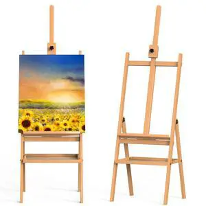 Beech Wood H-Frame Art Easel Adjustable 58"-75" Professional Studio Easel with Storage, Holds Up to 36" Canvas Beech Wood H-Frame Art Easel Adjustable 58"-75" Professional Studio Easel with Storage, Holds Up to 36" Canvas