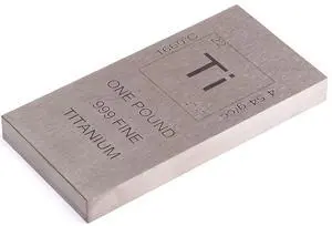 Pure Titanium Bar 1 Pound. 999 Fine Periodic Table Design Ti Element Ingot Collectible Industrial Metal Bar for Inverstment & Dispaly by Pure Titanium Bar 1 Pound. 999 Fine Periodic Table Design Ti Element Ingot Collectible Industrial Metal Bar for Inverstment & Dispaly by