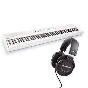 Recital 88 Key Digital Piano Keyboard with Semi Weighted Keys, 5 Voices, Piano Lessons, and M-Audio HDH40 Piano Headphones for Silent Practice Recital 88 Key Digital Piano Keyboard with Semi Weighted Keys, 5 Voices, Piano Lessons, and M-Audio HDH40 Piano Headphones for Silent Practice