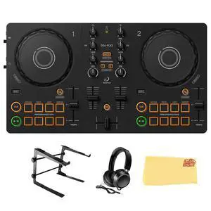 Pioneer DJ DDJ-FLX2 Compact 2-Channel DJ Controller | Bundle with Laptop Stand, Headphones, and Austin Bazaar Polishing Cloth Pioneer DJ DDJ-FLX2 Compact 2-Channel DJ Controller | Bundle with Laptop Stand, Headphones, and Austin Bazaar Polishing Cloth